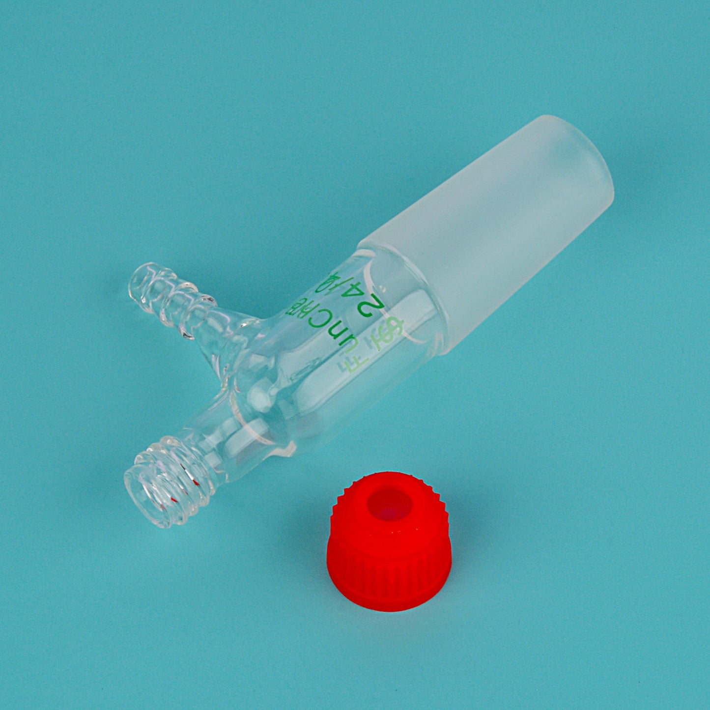 Glass Inlet Thermometer Adapter with Hose Connection and Compression Cap