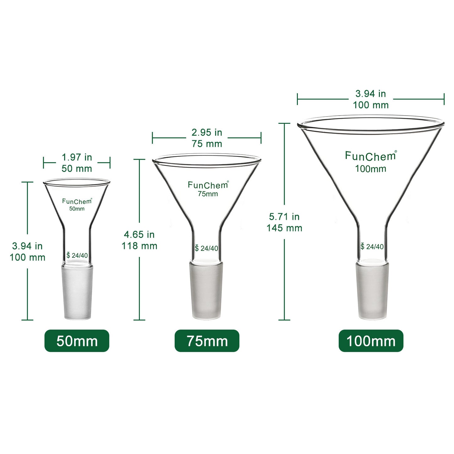 Glass Short Stem Powder Filter Funnel with 24/40 Inner Joint