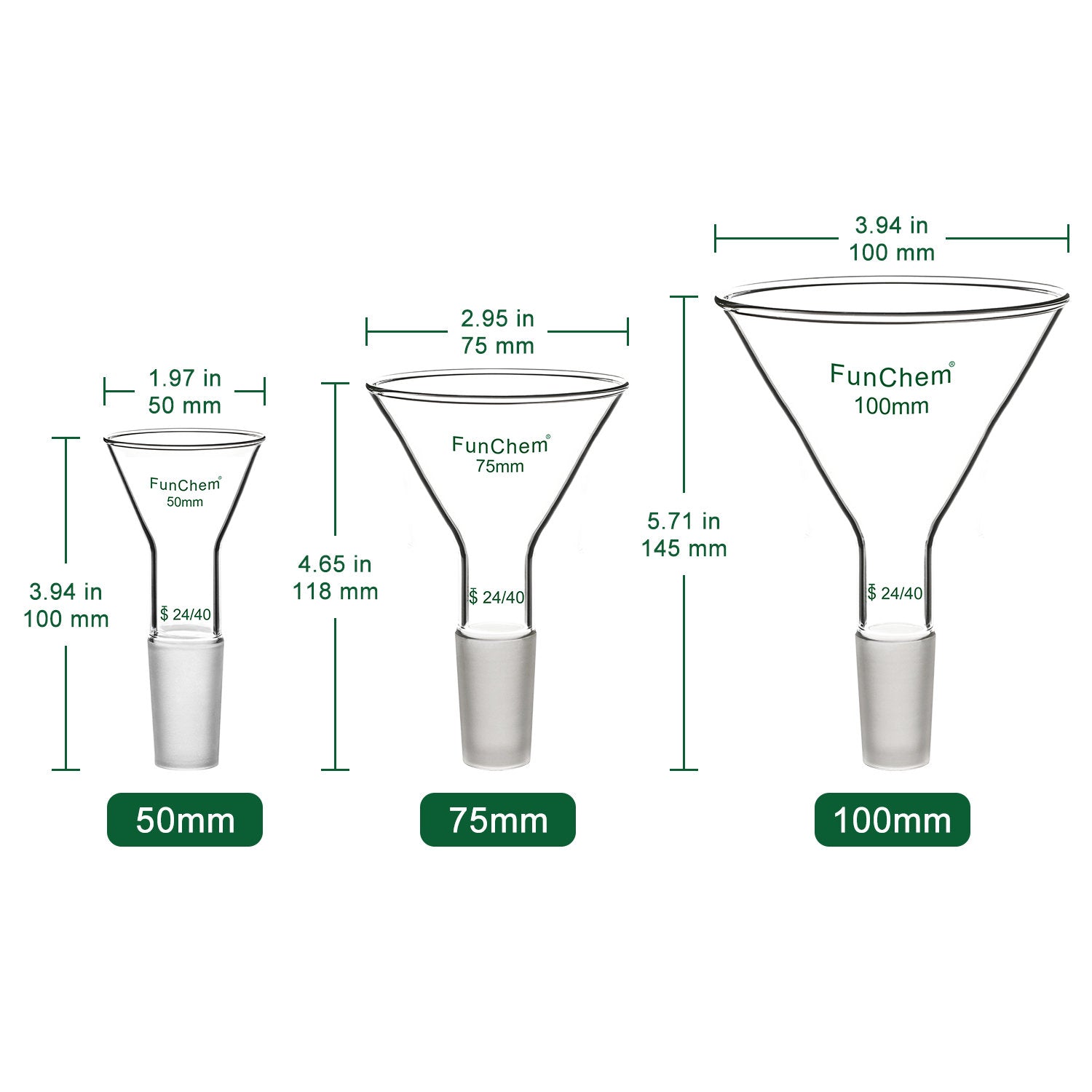 Glass Short Stem Powder Filter Funnel with 24/40 Inner Joint