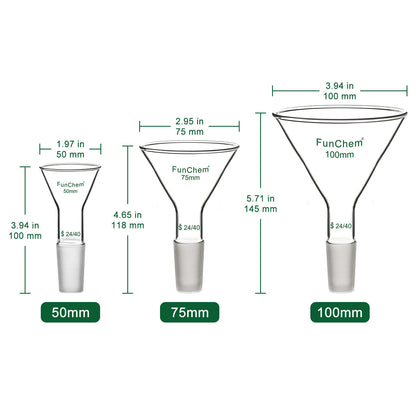 Glass Short Stem Powder Filter Funnel with 24/40 Inner Joint