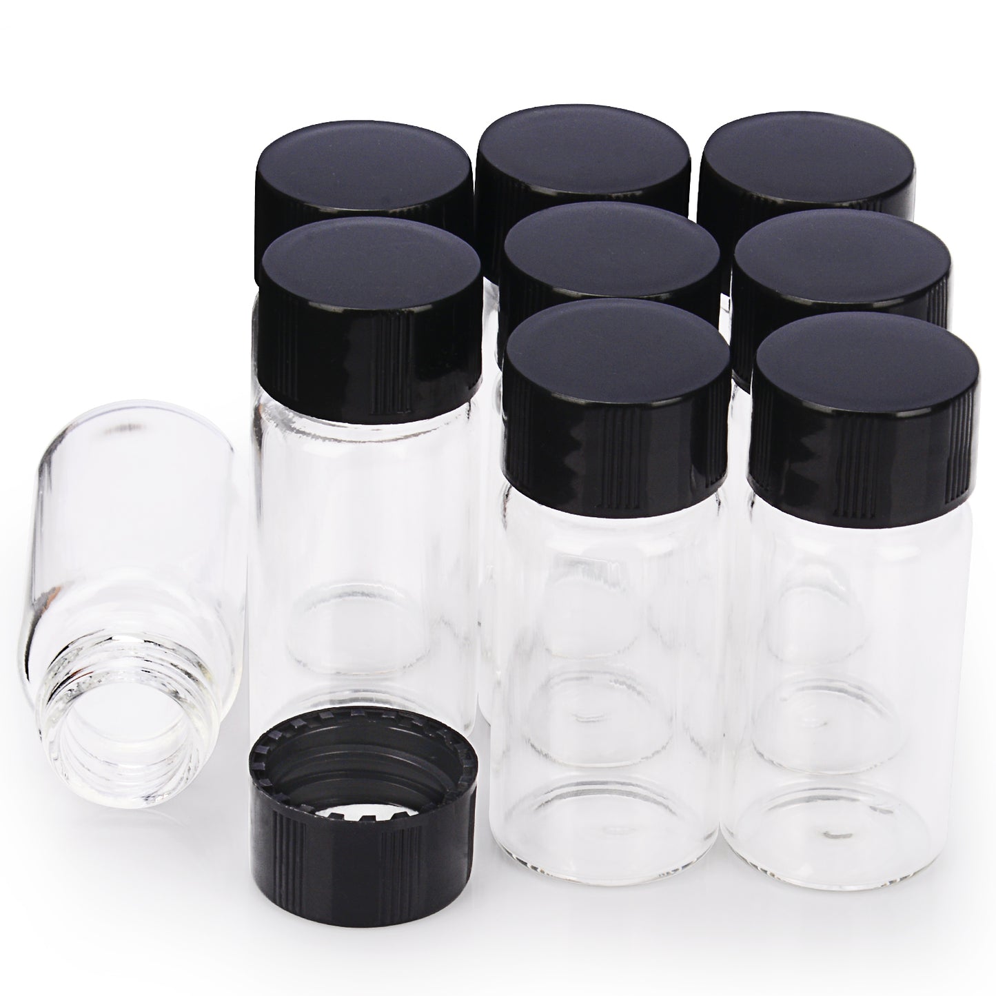 Clear Glass Sample Vials with Screw Caps - 10ml Lab Liquid Containers 40 Pcs