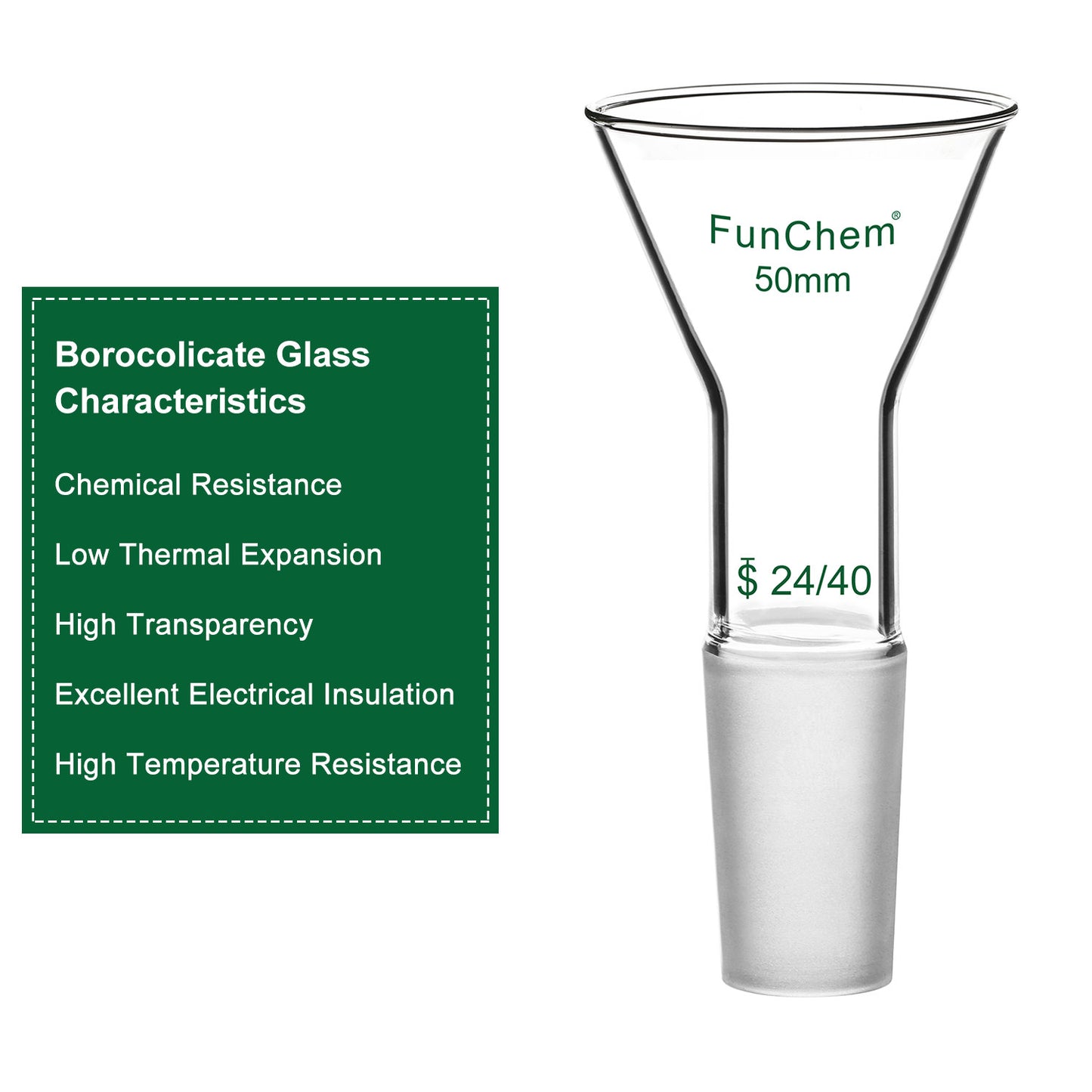 Glass Short Stem Powder Filter Funnel with 24/40 Inner Joint