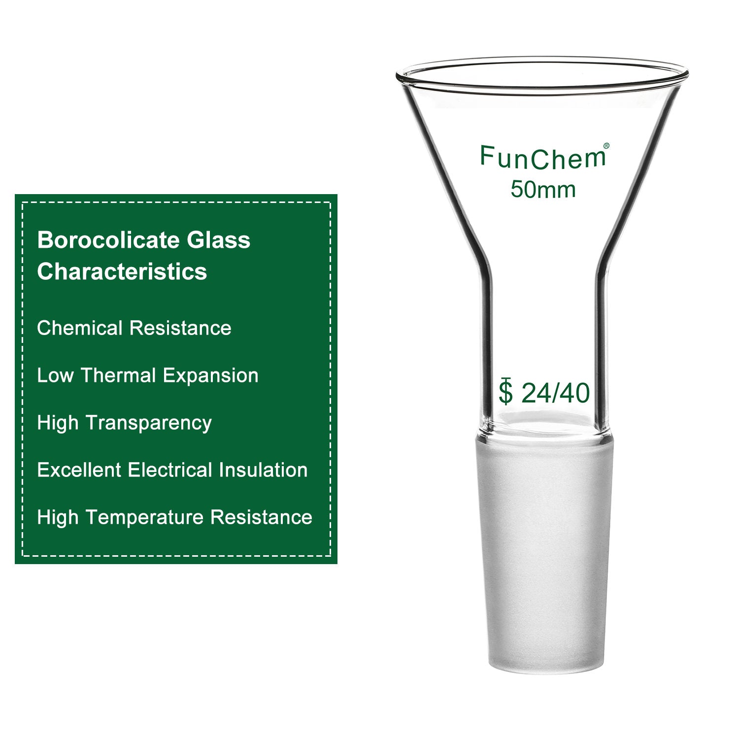 Glass Short Stem Powder Filter Funnel with 24/40 Inner Joint