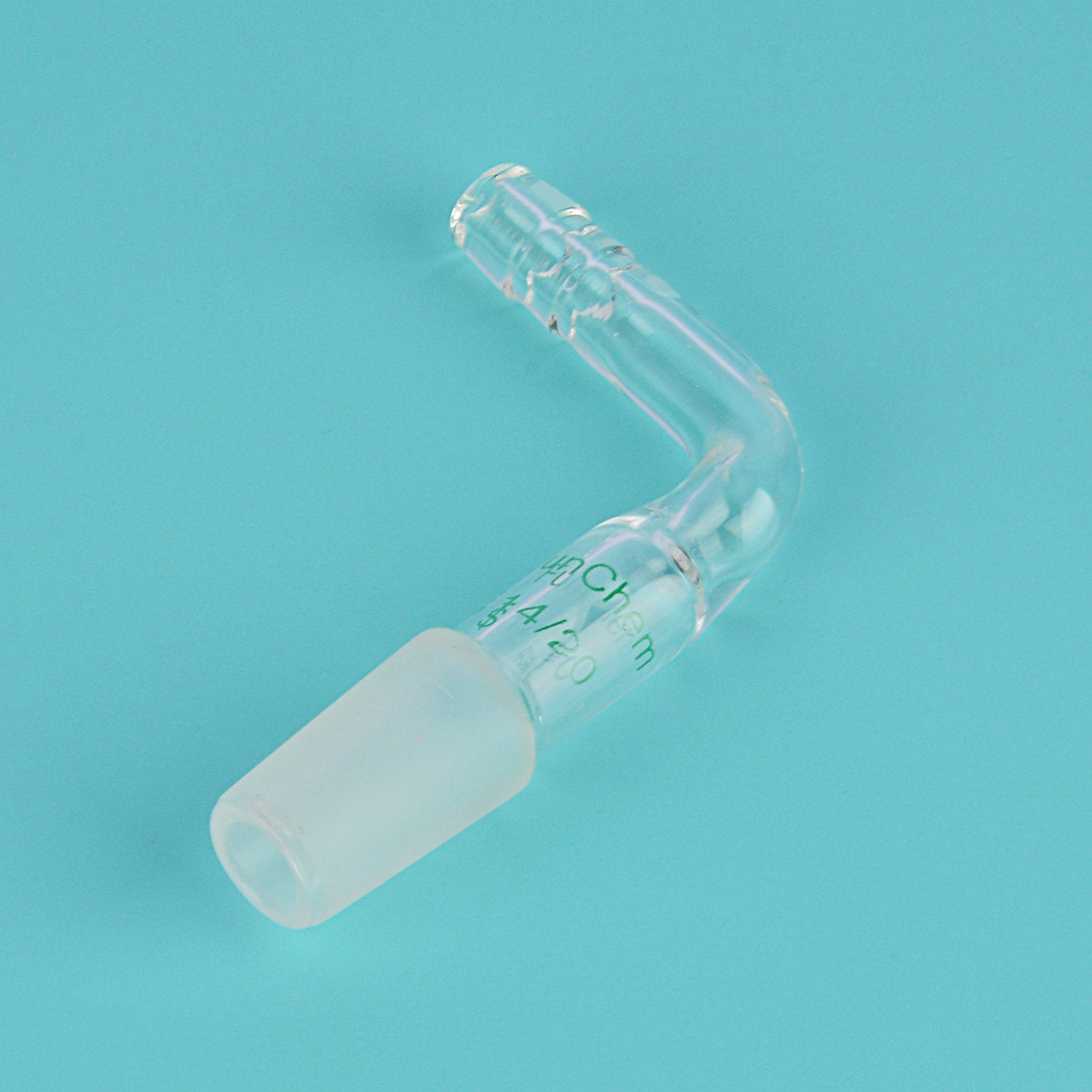 Glass Bent Inlet Hose Adapter, Male Glass Joint