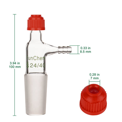Glass Inlet Thermometer Adapter with Hose Connection and Compression Cap