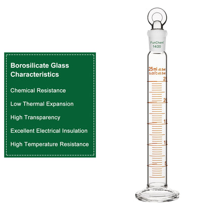 Measuring Cylinder with Glass Stopper, 25-100 ml