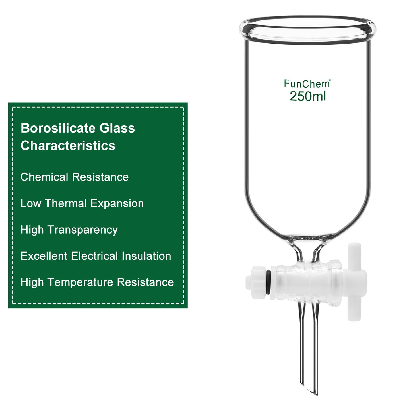 Dropping Funnel with PTFE Stopcock, 250-1000 ml