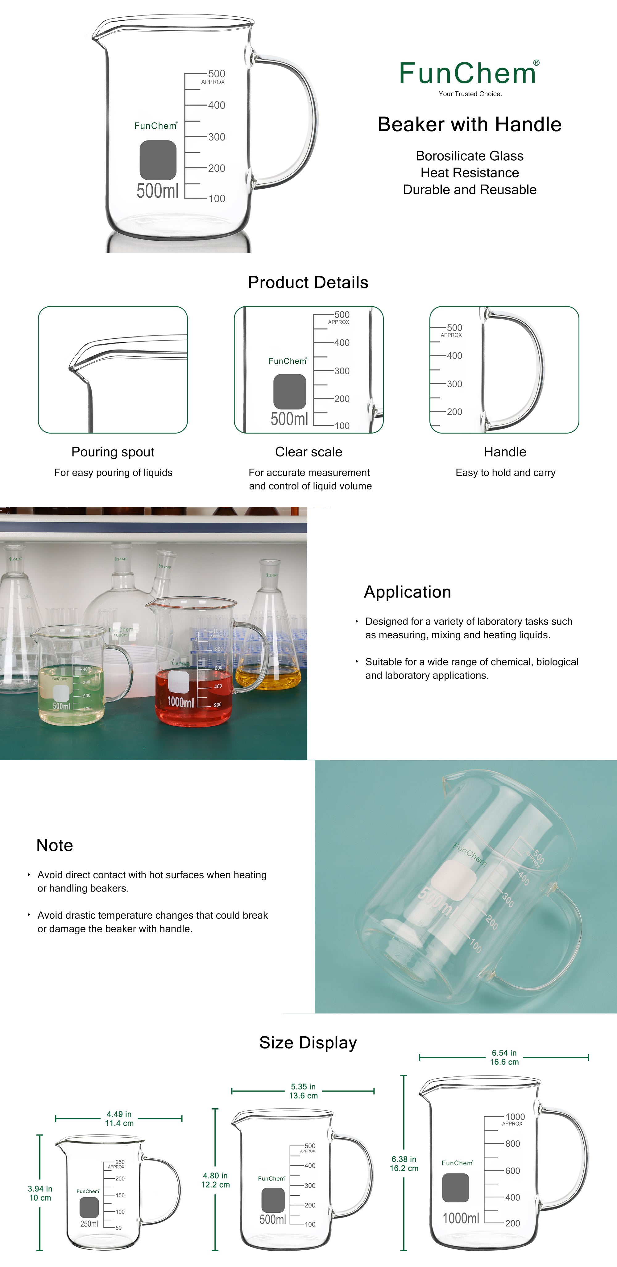 Glass Beaker with Handle and Spout