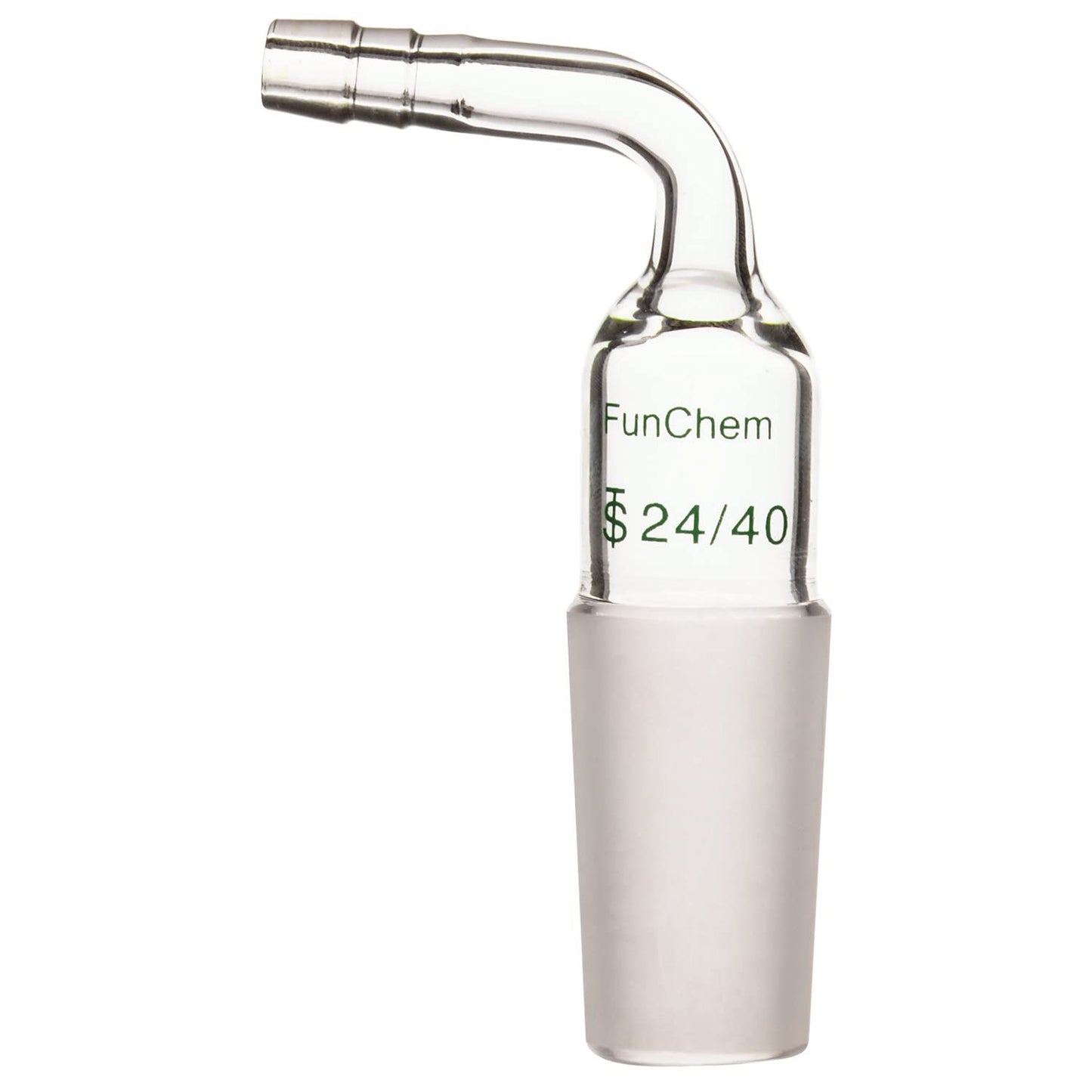 Glass Bent Inlet Hose Adapter, Male Glass Joint