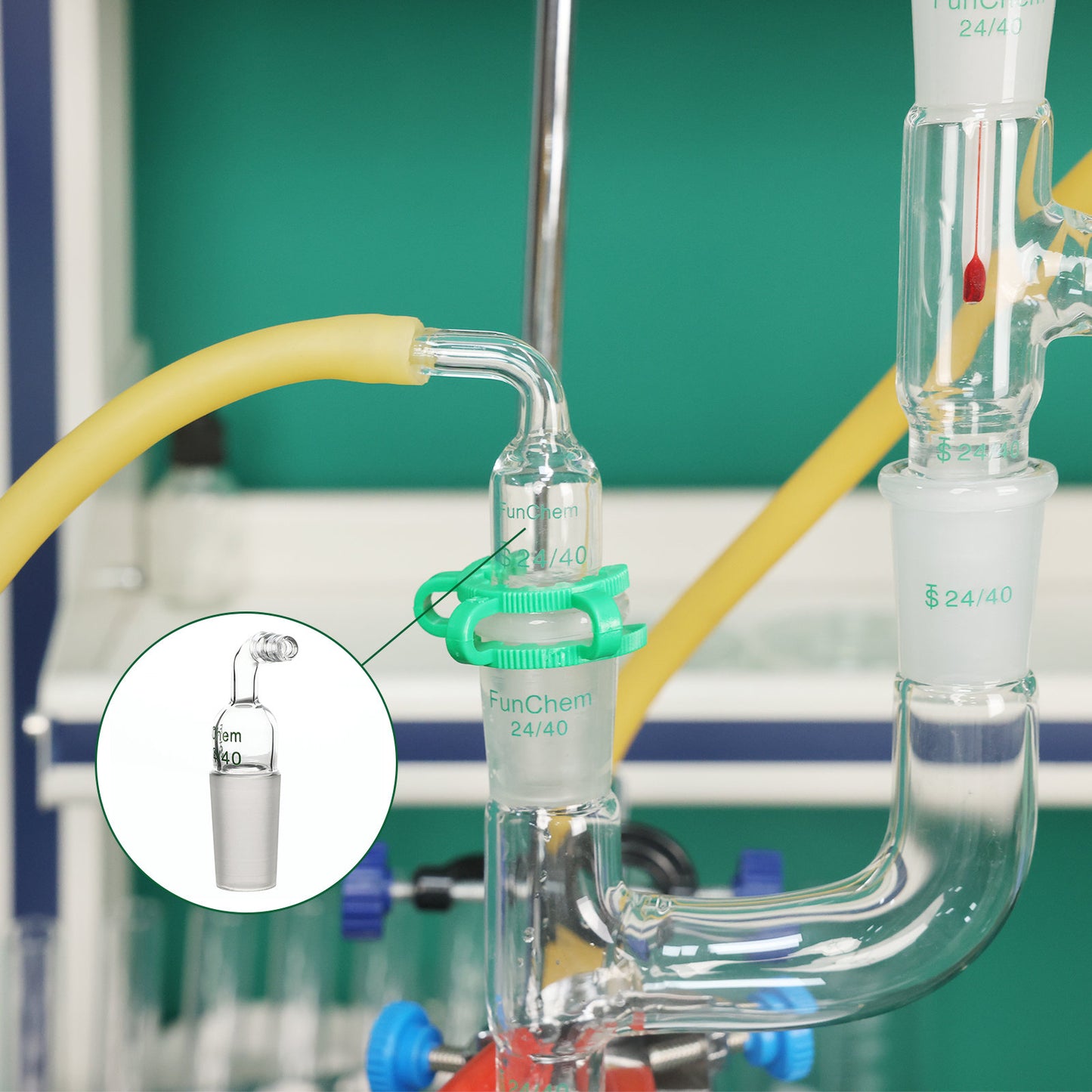 Glass Bent Inlet Hose Adapter, Male Glass Joint