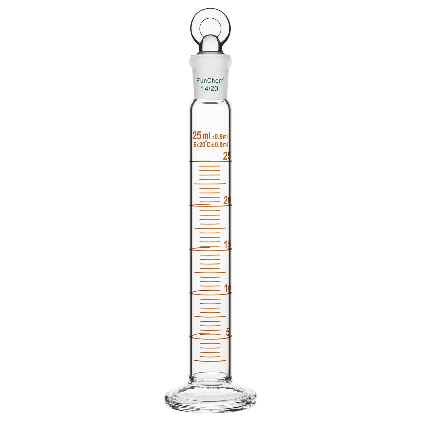 Measuring Cylinder with Glass Stopper, 25-100 ml