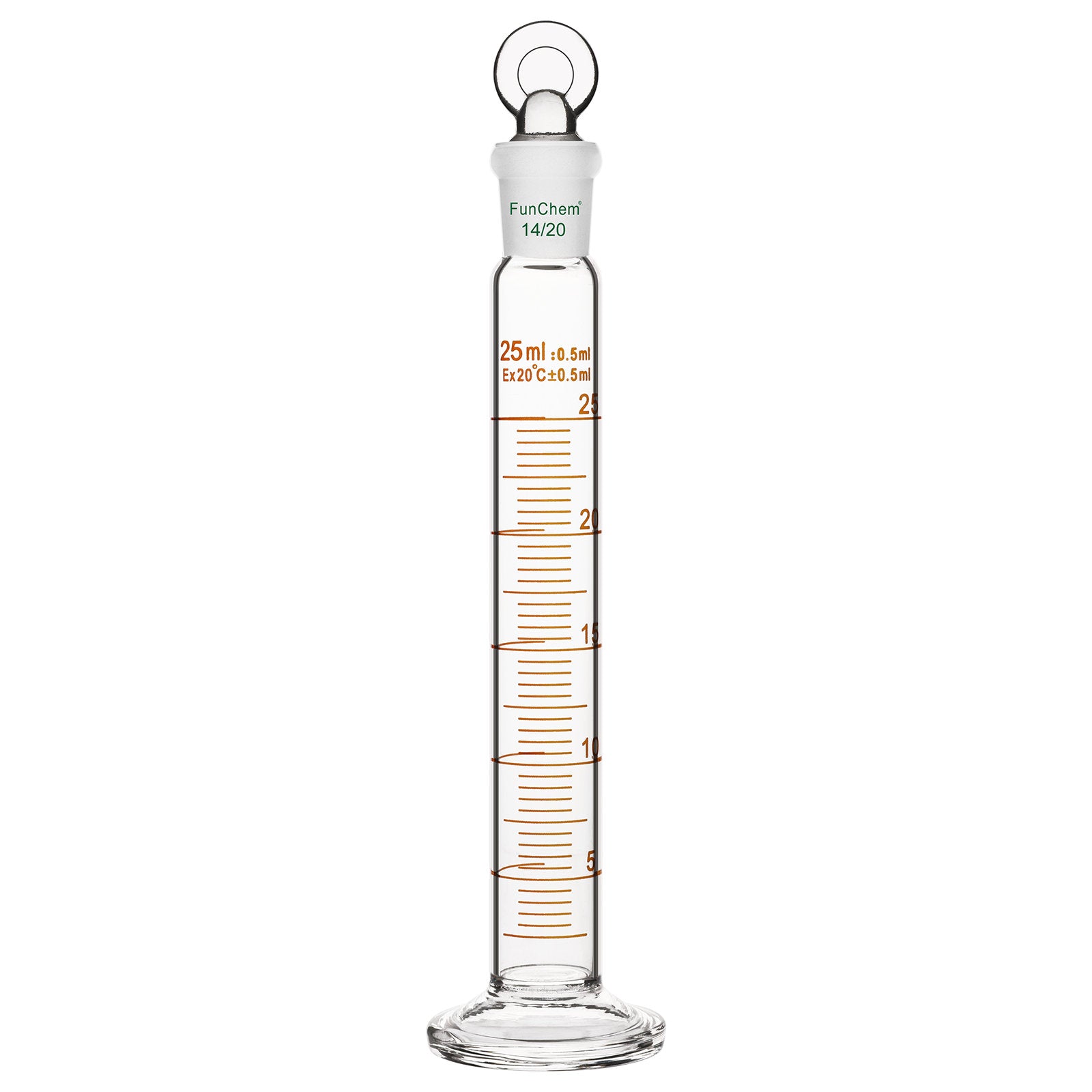 Measuring Cylinder with Glass Stopper, 25-100 ml