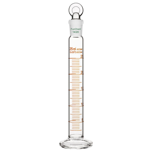 Measuring Cylinder with Glass Stopper, 25-100 ml