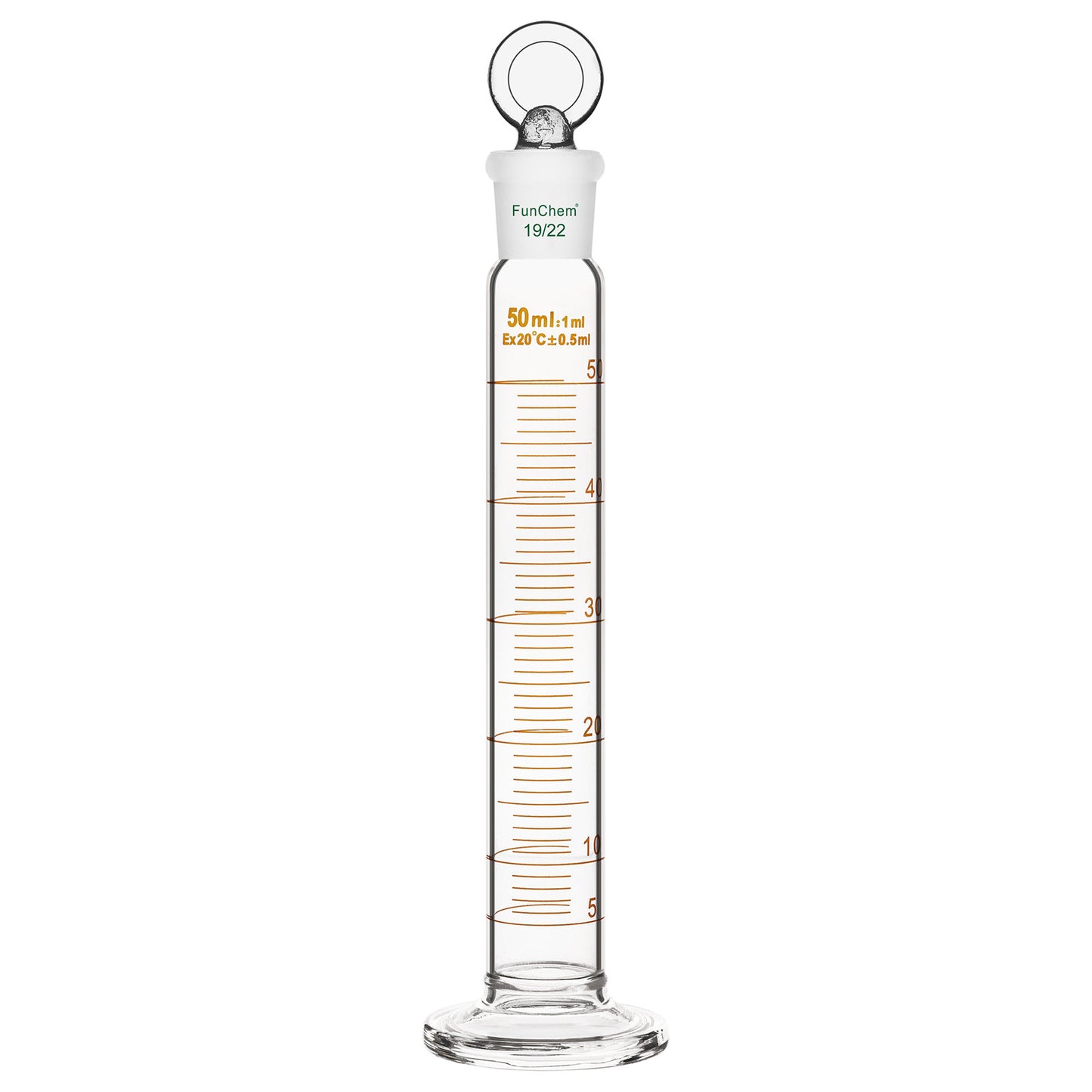 Measuring Cylinder with Glass Stopper, 25-100 ml