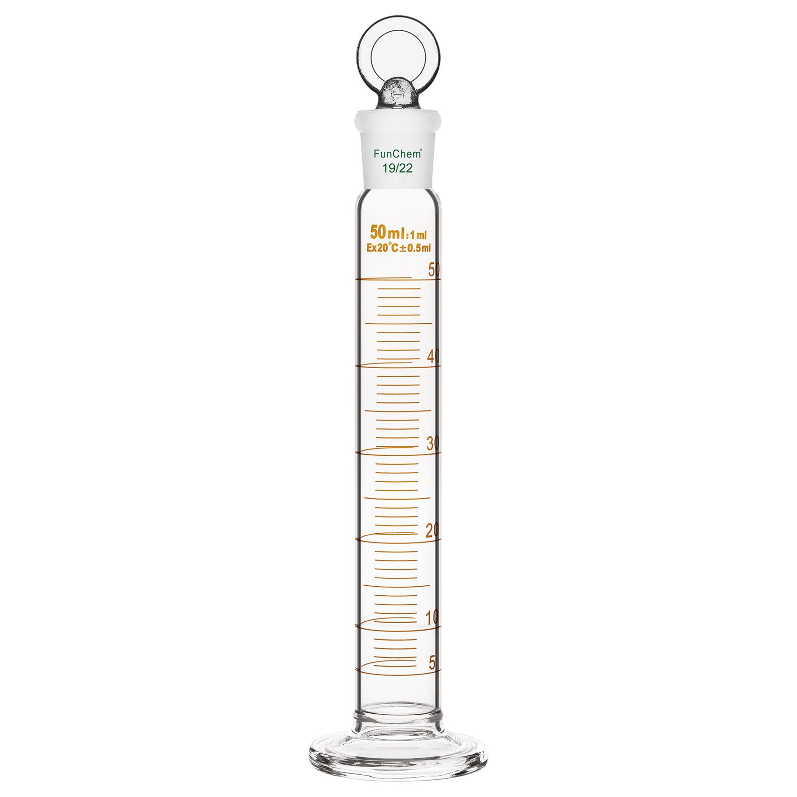 Measuring Cylinder with Glass Stopper, 25-100 ml
