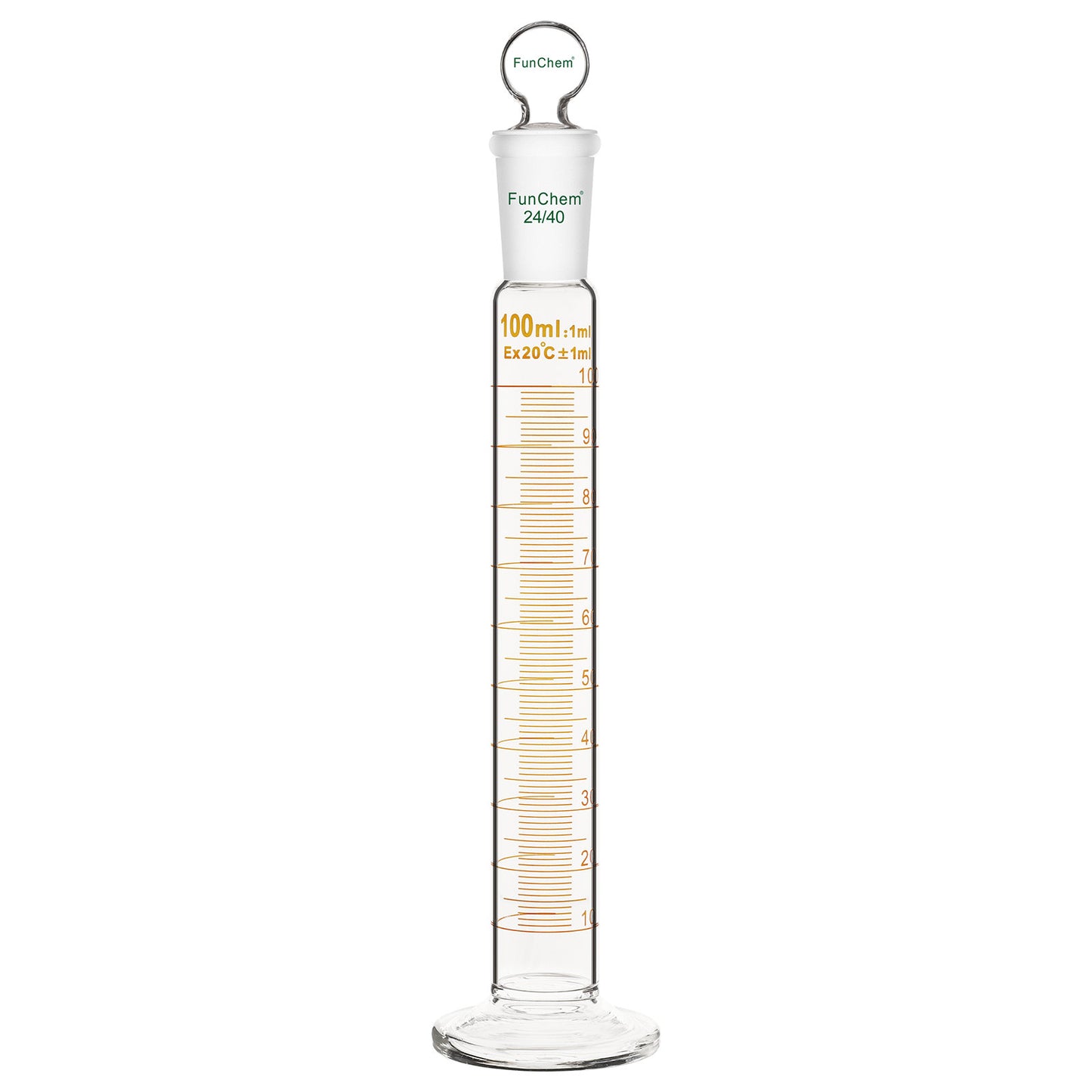 Measuring Cylinder with Glass Stopper, 25-100 ml