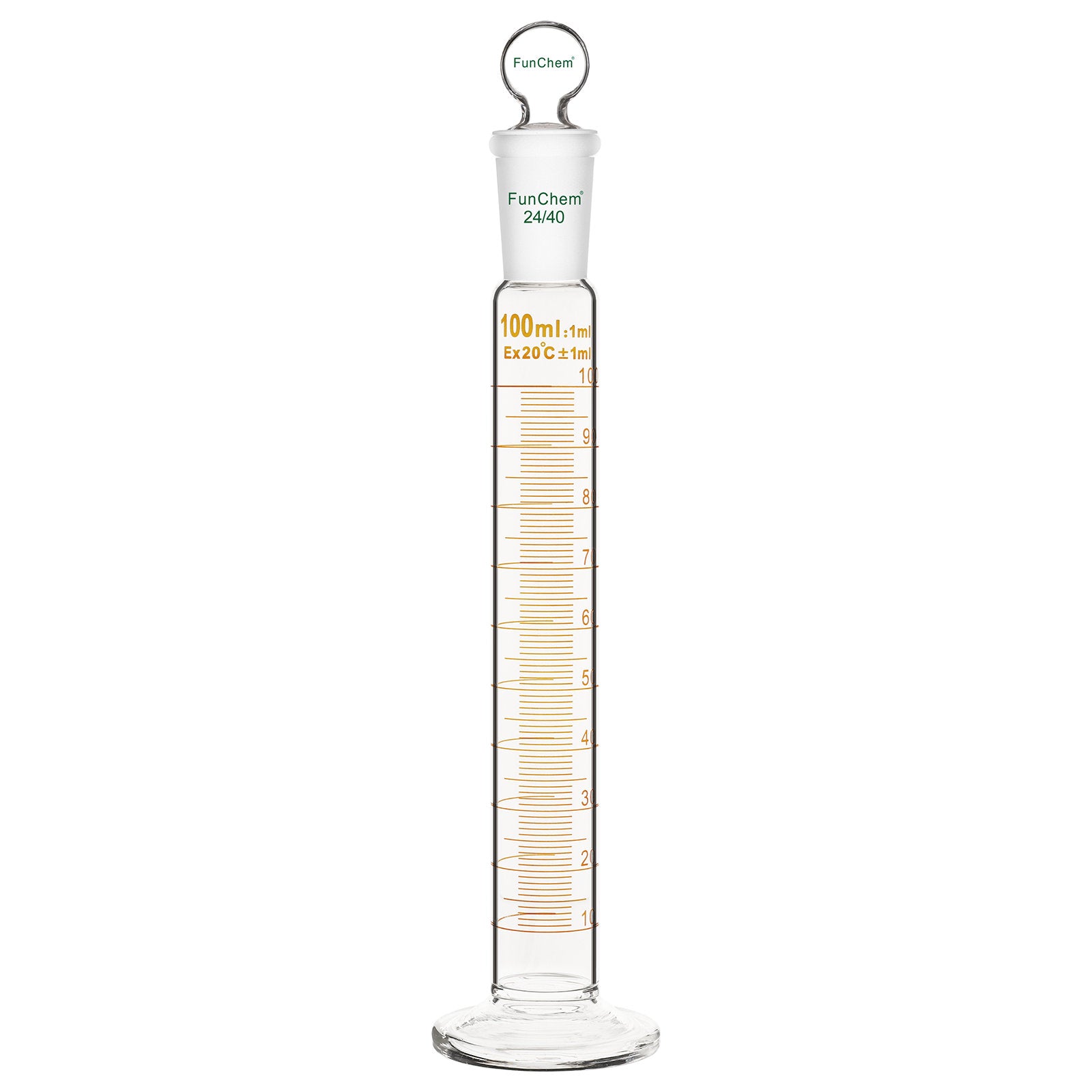 Measuring Cylinder with Glass Stopper, 25-100 ml