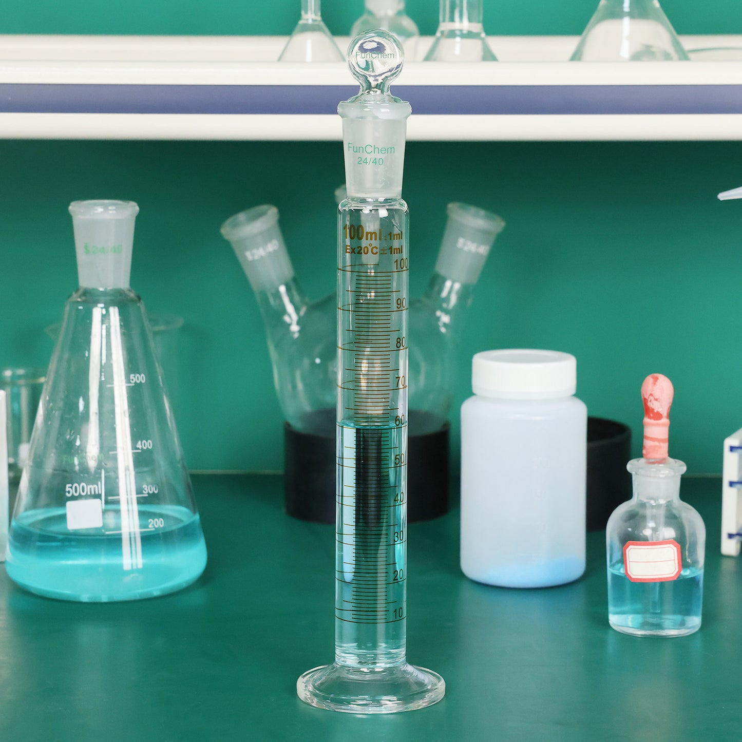 Measuring Cylinder with Glass Stopper, 25-100 ml