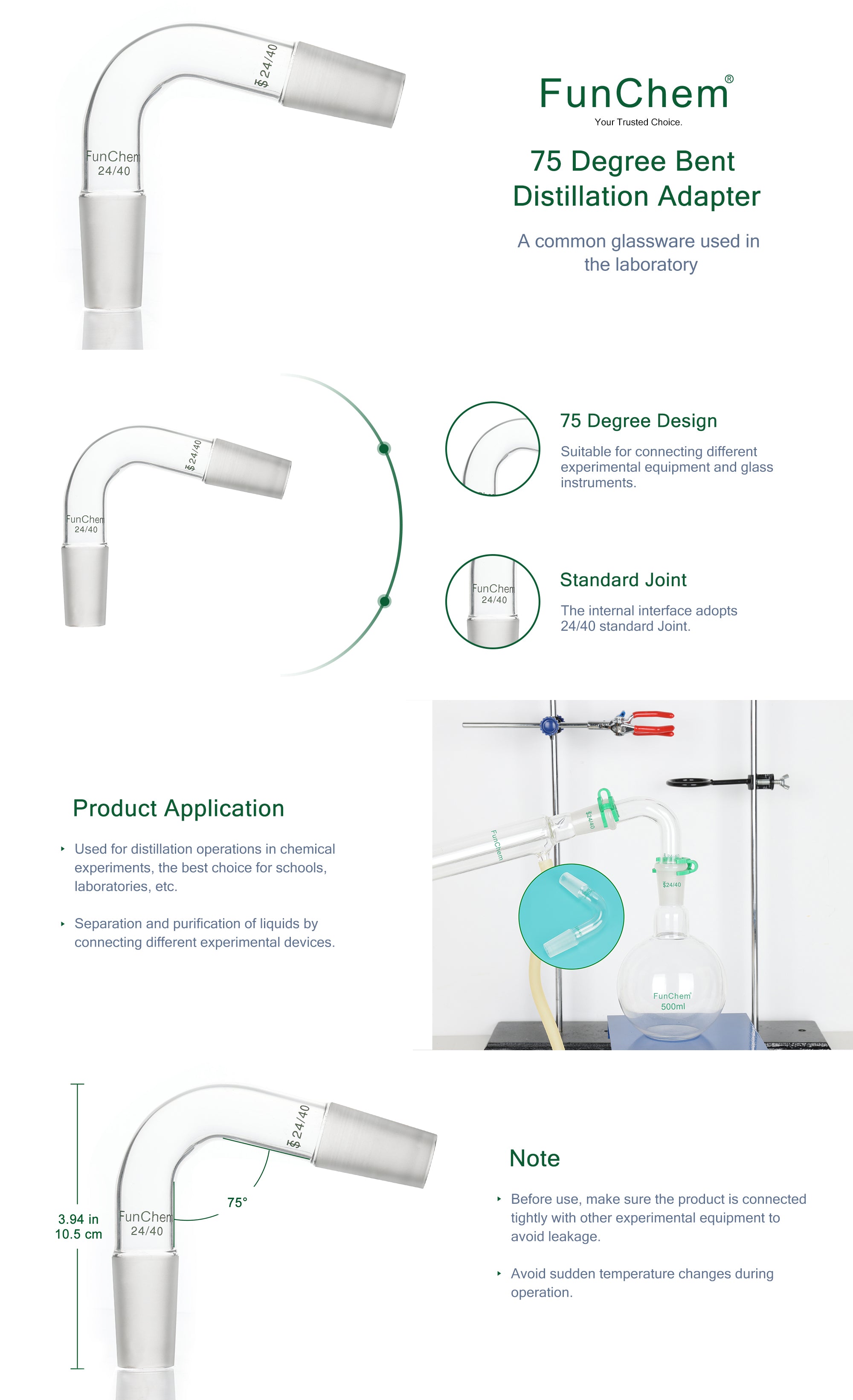 Bent Glass Distilling Adapter