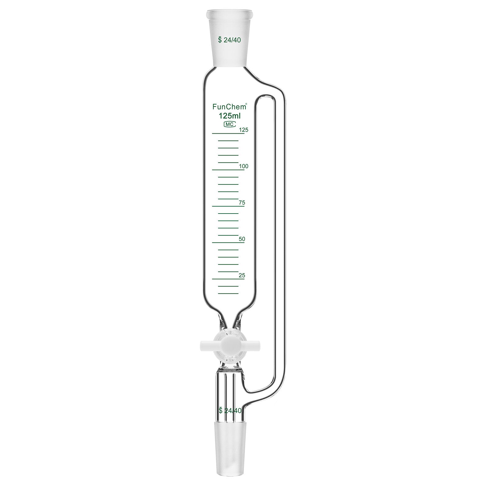 Pressure Equalizing Dropping Funnel, 24/40 Standard Joints, 50-250 ml