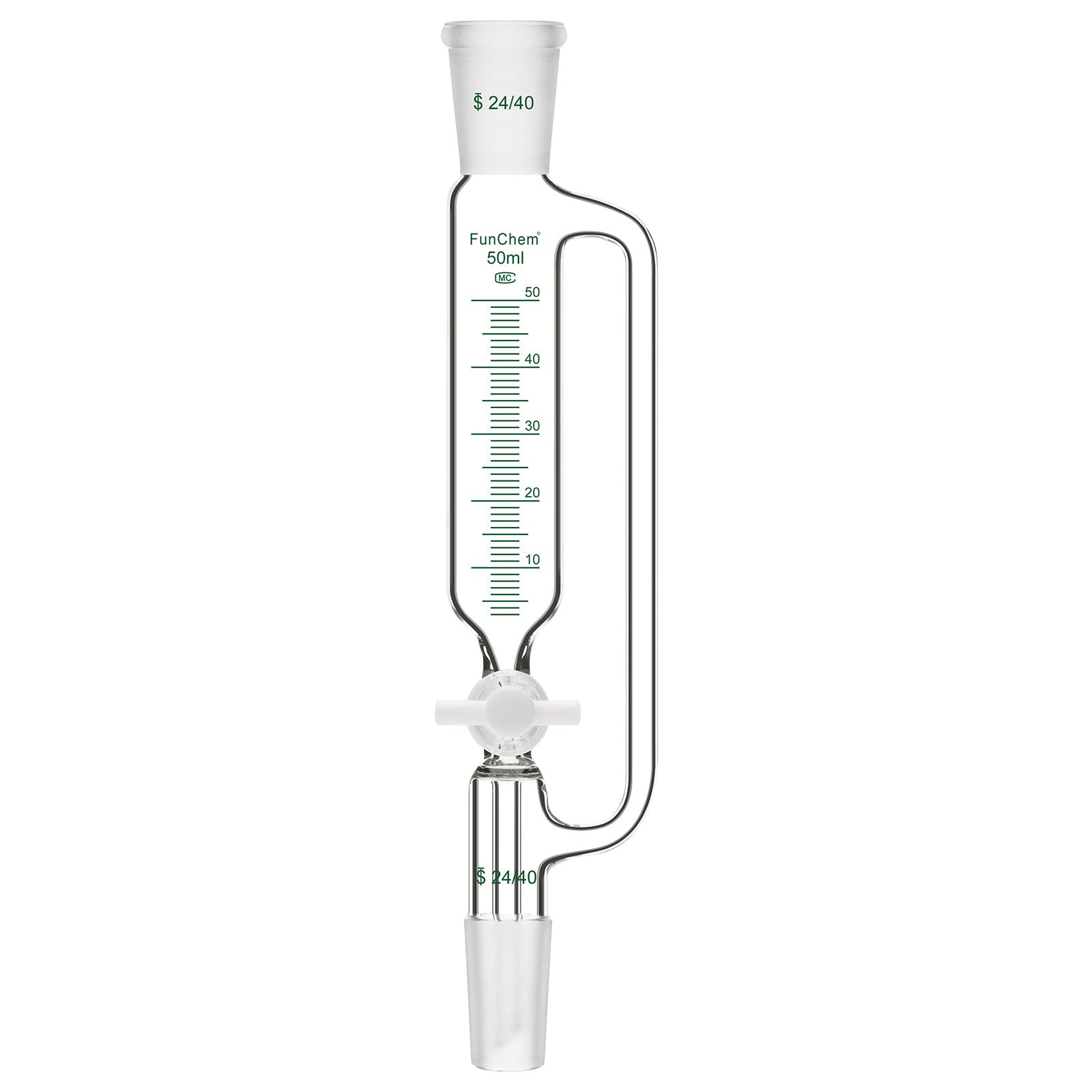 Pressure Equalizing Dropping Funnel, 24/40 Standard Joints, 50-250 ml